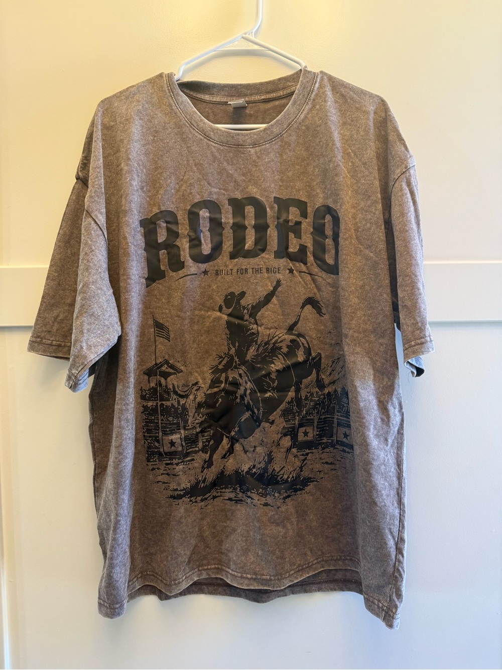 NWOT Rodeo Cowboy Graphic Tee 2X Brown Acid Wash Western Oversized T-Shirt